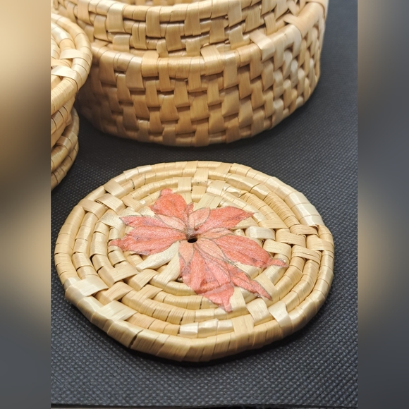 Vintage woven coasters set Boho. - Picture 4 of 5